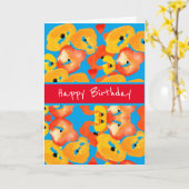 ポピーの大きな花のアート 赤 オレンジ カード (黄色い花)