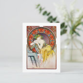 ポピーの女、ミュシャ ポストカード (スタンド正面)