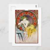 ポピーの女、ミュシャ ポストカード (正面/裏面)