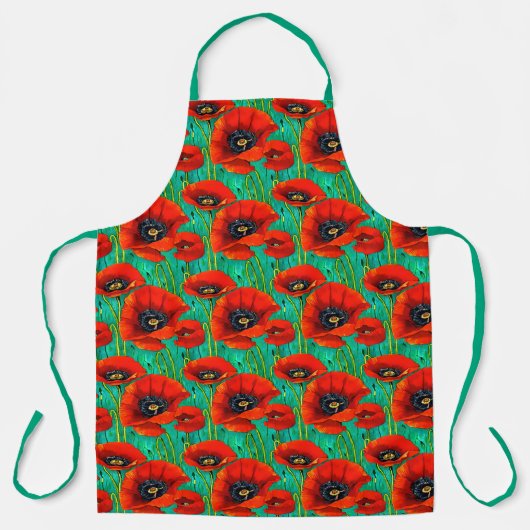 ポピーの日の赤い花の追悼記念フローラ エプロン (正面)