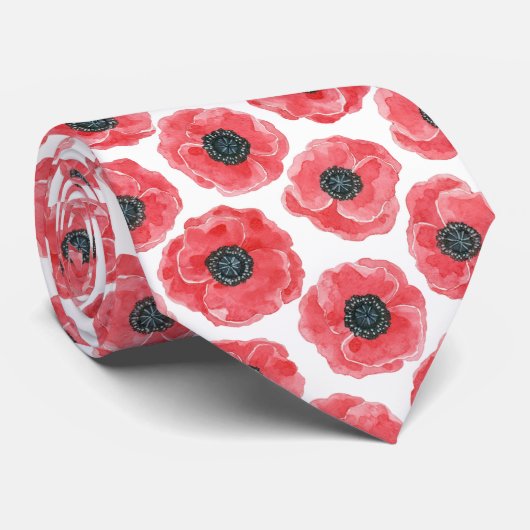 ポピーの水彩帯 ネクタイ (ロール)