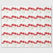 ポピーの水彩画 赤い花 花 ワイルドフラワーズ ラッピングペーパー (フラット)