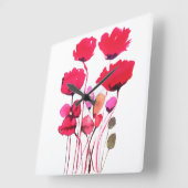 ポピーの水色 スクエア壁時計 (傾斜)