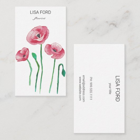 ポピーの水色 名刺 (正面/裏面)