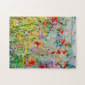 ポピーの花が牧草地にかわいい自然風景 ジグソーパズル (横)