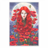 ポピーの花に隠れる女の子フィールドファンタジーアート シール (正面)