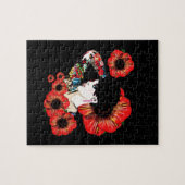 ポピーの花の中に入ったタトゥーの入った女の子Art by LeahG ジグソーパズル (横)