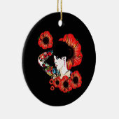 ポピーの花の中に入ったタトゥーの入った女の子Art by LeahG セラミックオーナメント (右)