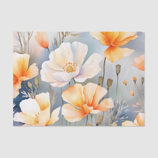 ポピーの花の柔らかい夢のような背景 薄葉紙 (正面)