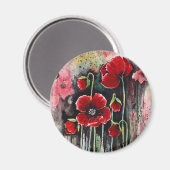ポピーの花の水彩磁石 マグネット (正面/裏面)
