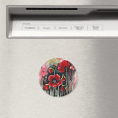 ポピーの花の水彩磁石 マグネット (インサイチュ (食洗機))