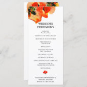 ポピーの花の水絵画の色の式結婚の メニュー (正面/裏面)