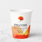 ポピーの花の絵画水の色結婚の 紙コップ (正面)