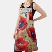 ポピーの花の花の名パーソナライズされた前キッチン エプロン (インサイチュ)