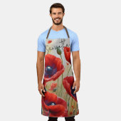 ポピーの花の花の名パーソナライズされた前キッチン エプロン (着用した状態)