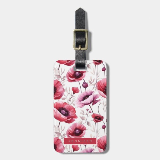 ポピーの花の荷物タグ ラゲッジタグ (正面縦)