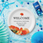 ポピーの花の赤結婚白 ペーパープレート (パーティー)