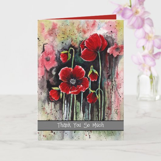 ポピーの花を水色に カード (蘭)