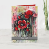 ポピーの花を水色に カード (正面)