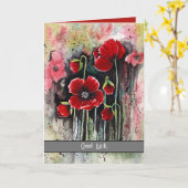 ポピーの花を水色に カード (黄色い花)