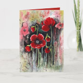 ポピーの花を水色に カード (正面)