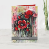 ポピーの花を水色に カード (正面)