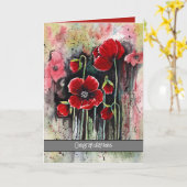 ポピーの花を水色に カード (黄色い花)