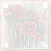 ポピーの花を水色に ガラスコースター (裏面)