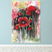 ポピーの花を水色に キャンバスプリント (インサイチュ (ウッドフロア))