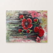 ポピーの花を水色に ジグソーパズル (横)