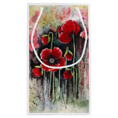 ポピーの花を水色に スモールペーパーバッグ (裏面)