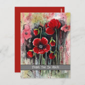 ポピーの花を水色に ポストカード (正面/裏面)