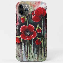 ポピーの花を水色に iPhone 11 PRO MAXケース