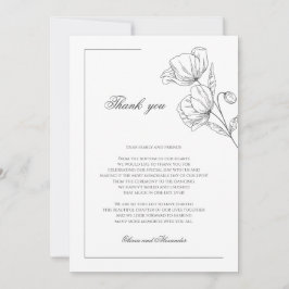 ポピーの花エレガントな結婚式サンキューカード サンキューカード
