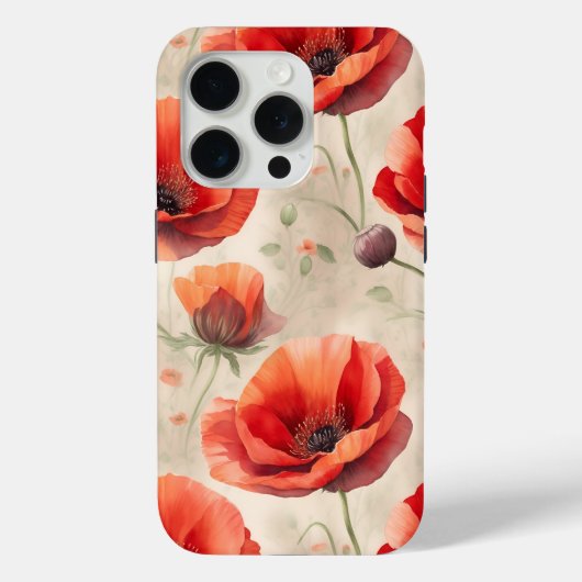 ポピーの花パステルパターン Case-Mate iPhoneケース (裏面)