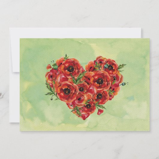 ポピーの花フローラ日付を結婚保存 セーブザデート (裏面)