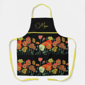 ポピーの花ポピーフローラウォーターカラーアートエプロン エプロン (正面)