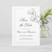 ポピーの花ミニマルなシックな結婚式は日付を保存 セーブザデート (スタンド正面)