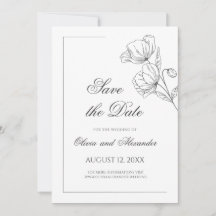 ポピーの花ミニマルなシックな結婚式は日付を保存