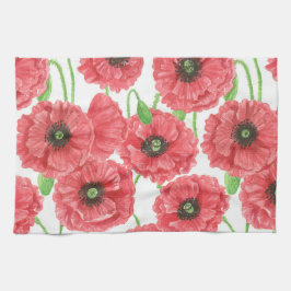 ポピーの花柄 キッチンタオル
