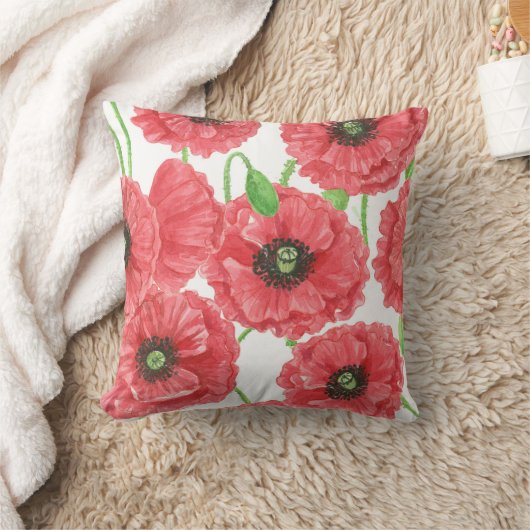 ポピーの花柄 クッション (ブランケット)