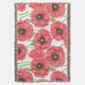 ポピーの花柄 スローブランケット (正面縦)