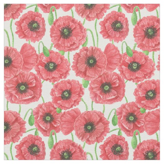 ポピーの花柄 ファブリック (クローズアップ)