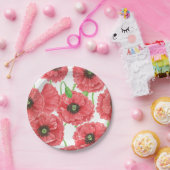 ポピーの花柄 ペーパープレート (パーティー)