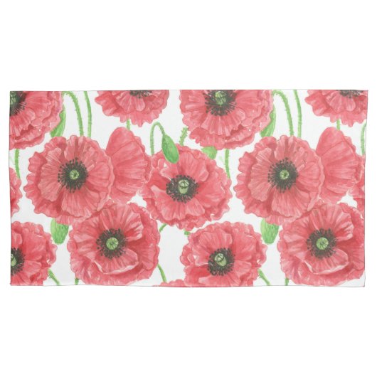 ポピーの花柄 枕カバー (正面左)