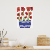 ポピーの花瓶アートコンテンポラリーポスタープリント ポスター (キッチン)