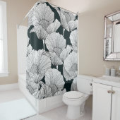 ポピーの花、白黒線。 シャワーカーテン (インサイチュ)