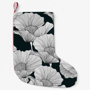 ポピーの花、白黒線。 スモールクリスマスストッキング