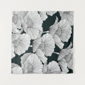 ポピーの花、白黒線。 タペストリー (正面(横))