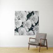 ポピーの花、白黒線。 タペストリー (インサイチュ(横))